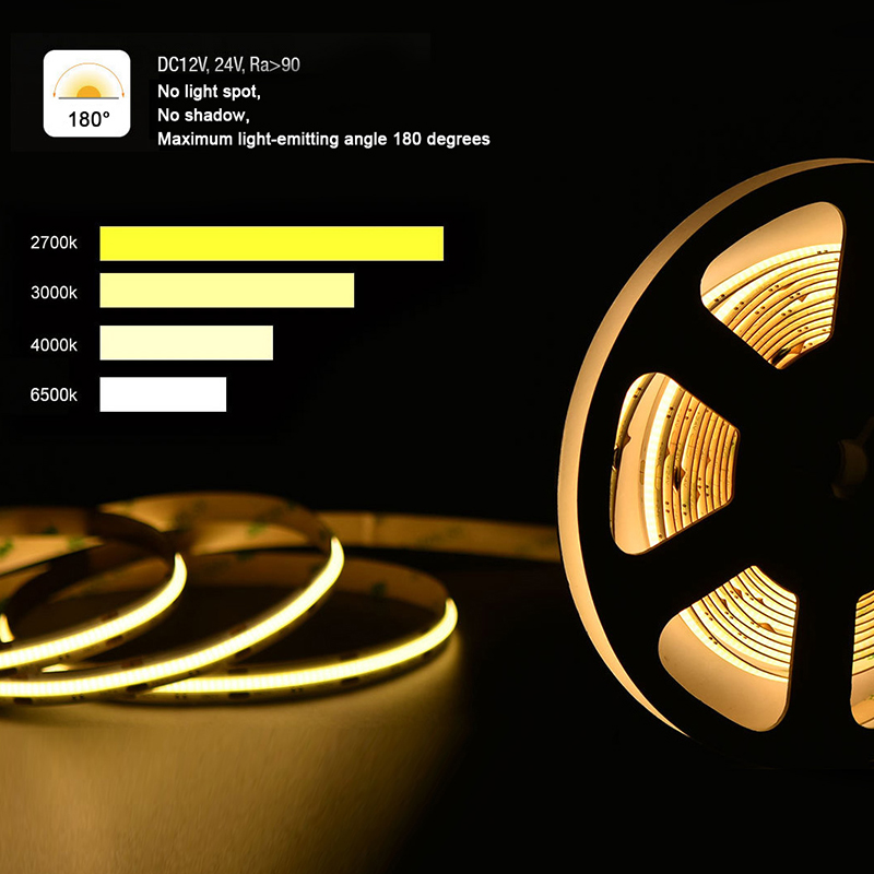 New DC12/24V Dual White Dimmable CCT FleXible COB LED Strip Light - High Density 576LEDs/m Warm White + Daylight White LED Lighting New DC12/24V Dual White Dimmable CCT FleXible COB LED Strip Light - High Density 576LEDs/m Warm White + Daylight White LED Lighting